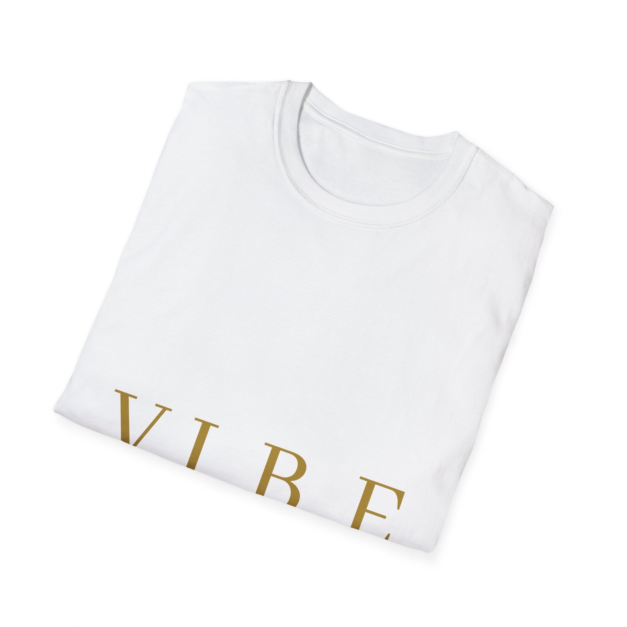 Vibe Graphic T‑Shirt — Minimal Gold Lettering Casual Tee