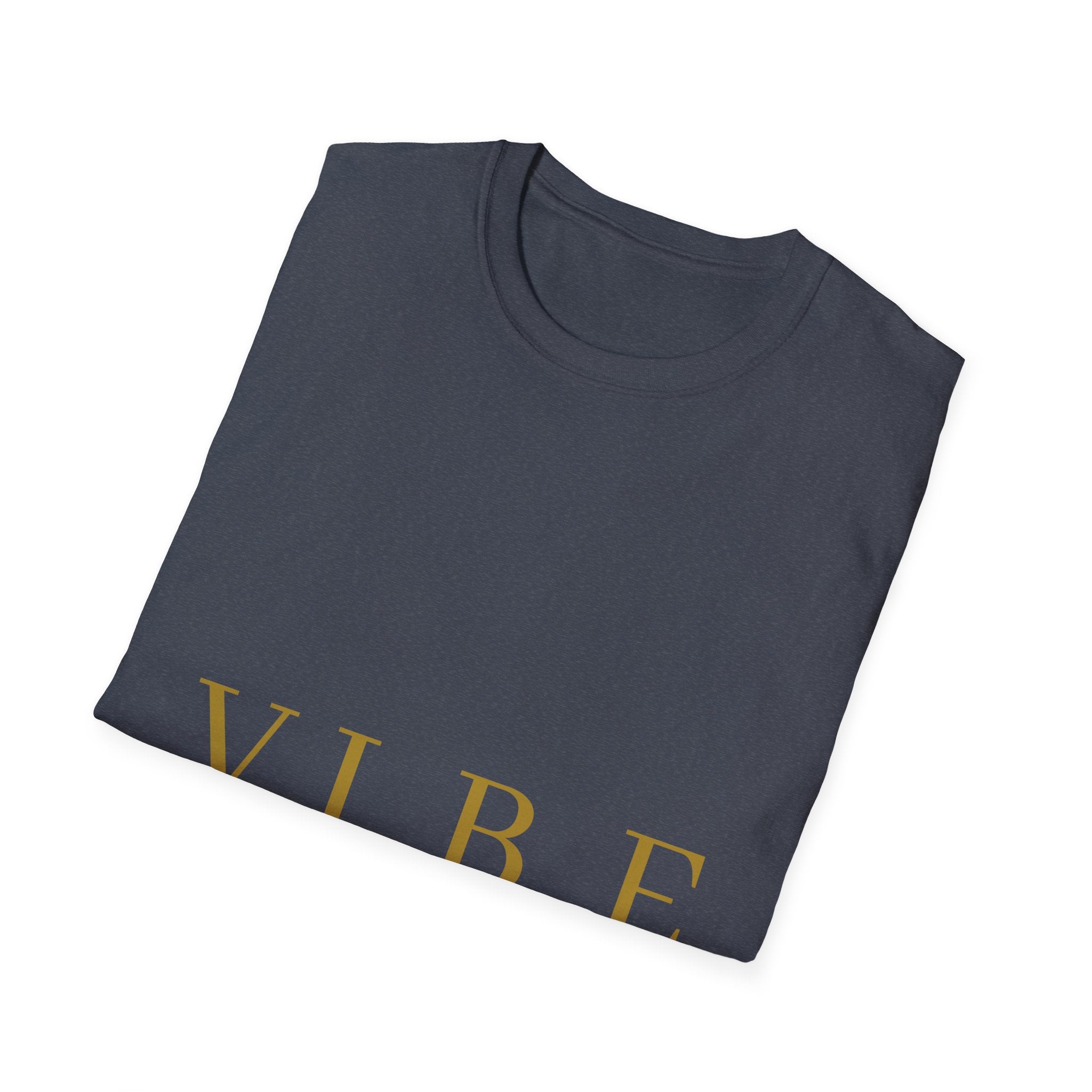 Vibe Graphic T‑Shirt — Minimal Gold Lettering Casual Tee