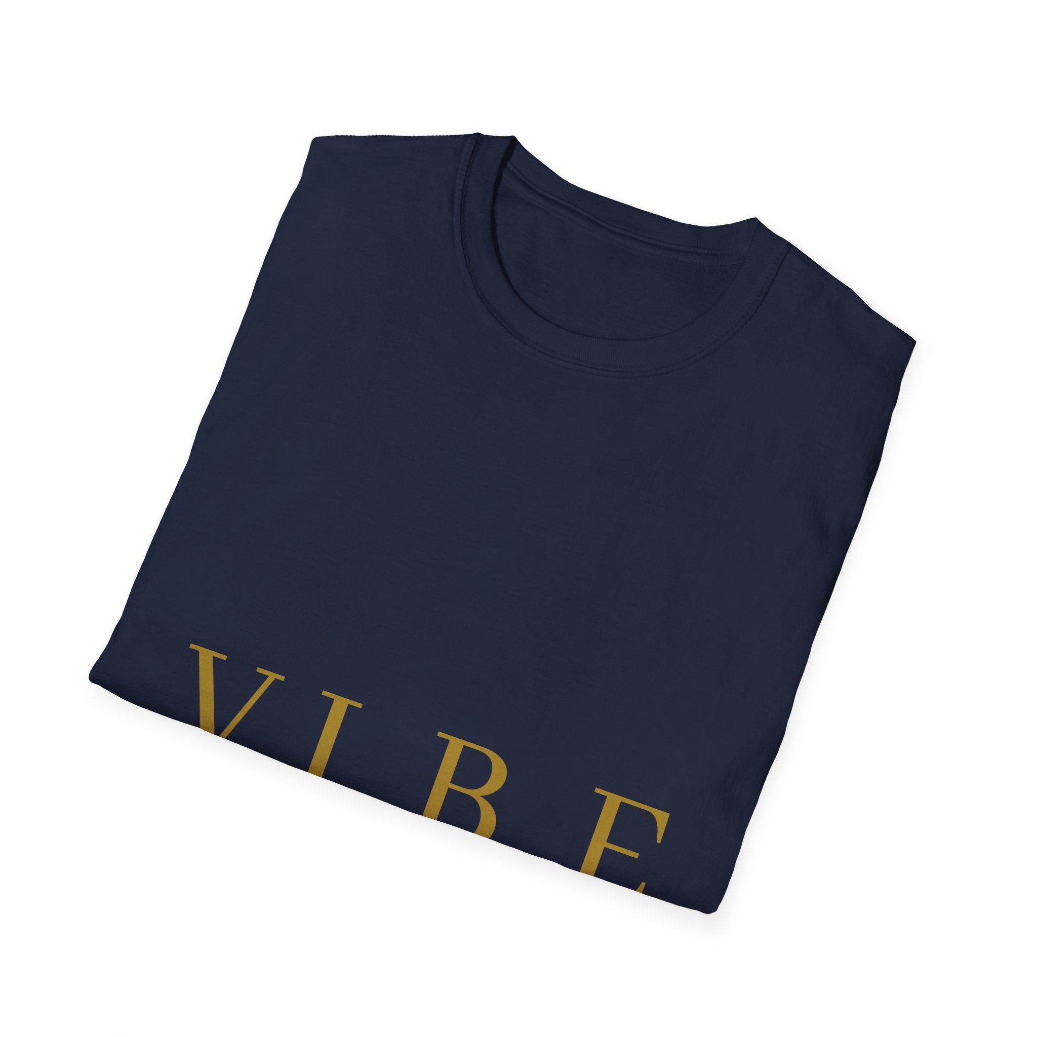Vibe Graphic T‑Shirt — Minimal Gold Lettering Casual Tee