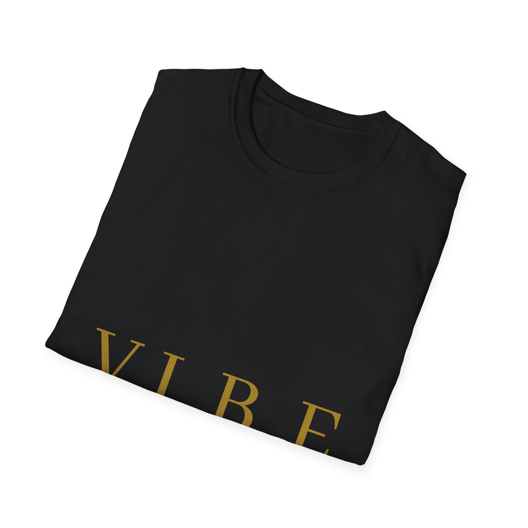 Vibe Graphic T‑Shirt — Minimal Gold Lettering Casual Tee