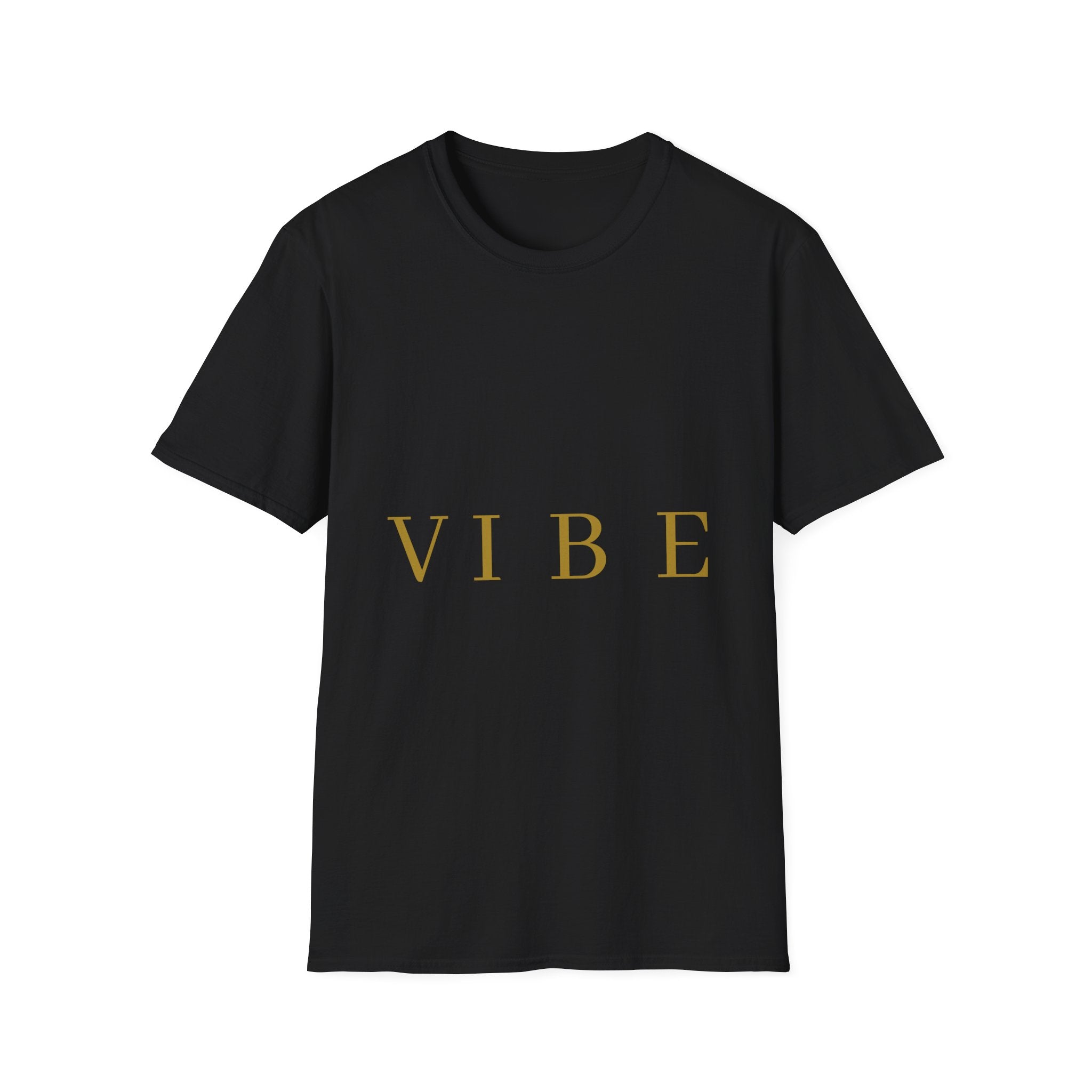 Vibe Graphic T‑Shirt — Minimal Gold Lettering Casual Tee