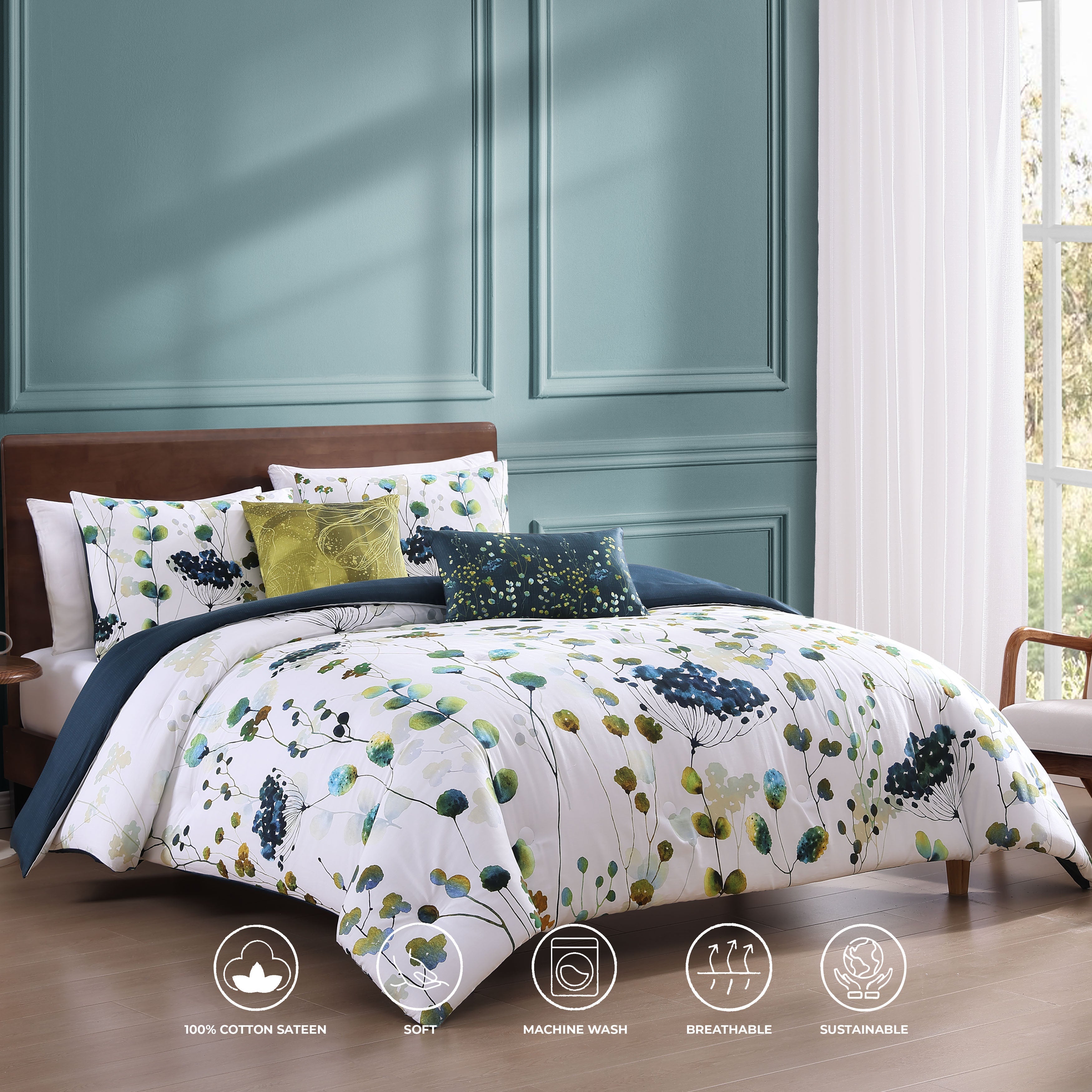 Bebejan Abstract Vines 5 Piece Reversible Comforter Set