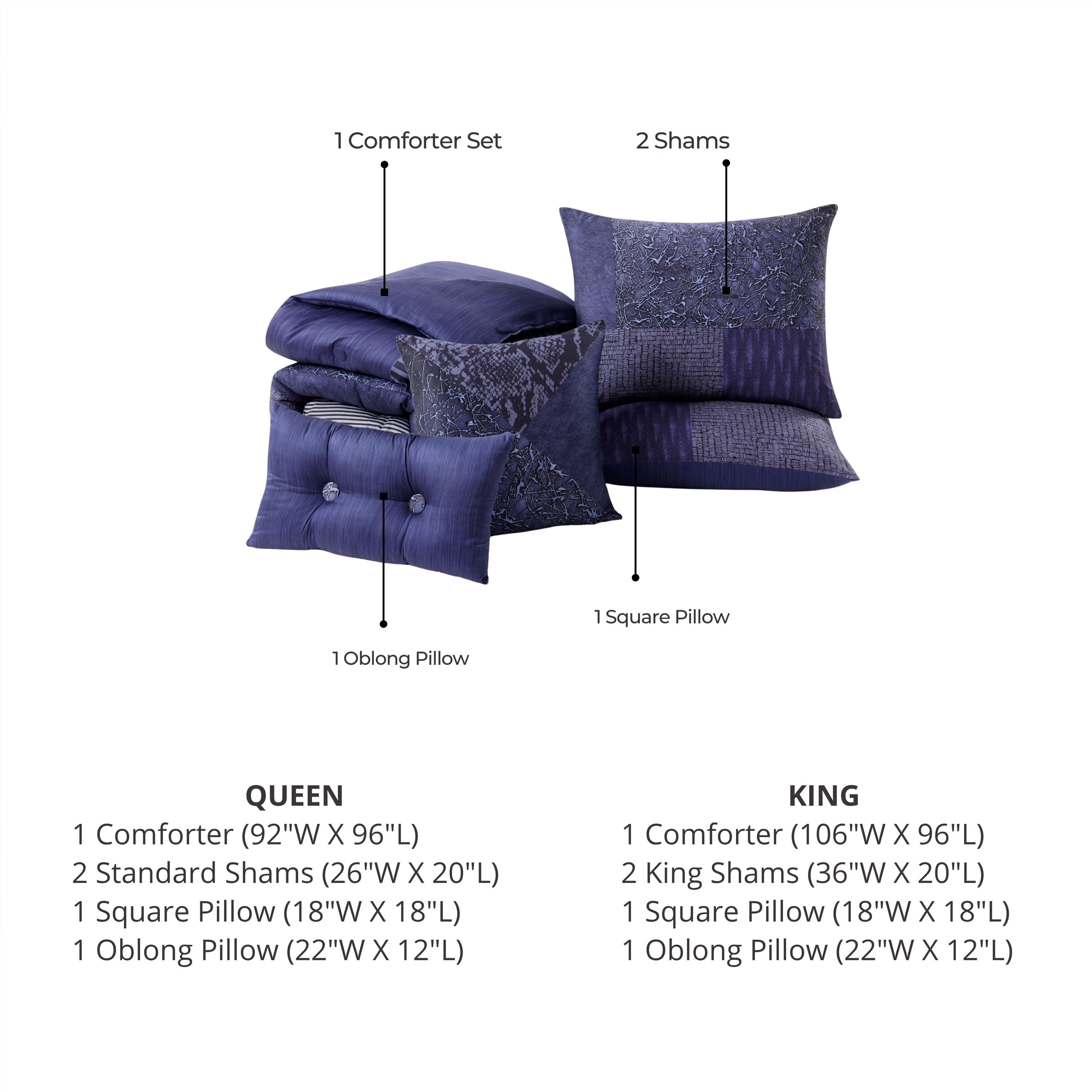 Bebejan Blue Denim Patchwork 5 Piece Reversible Comforter Set