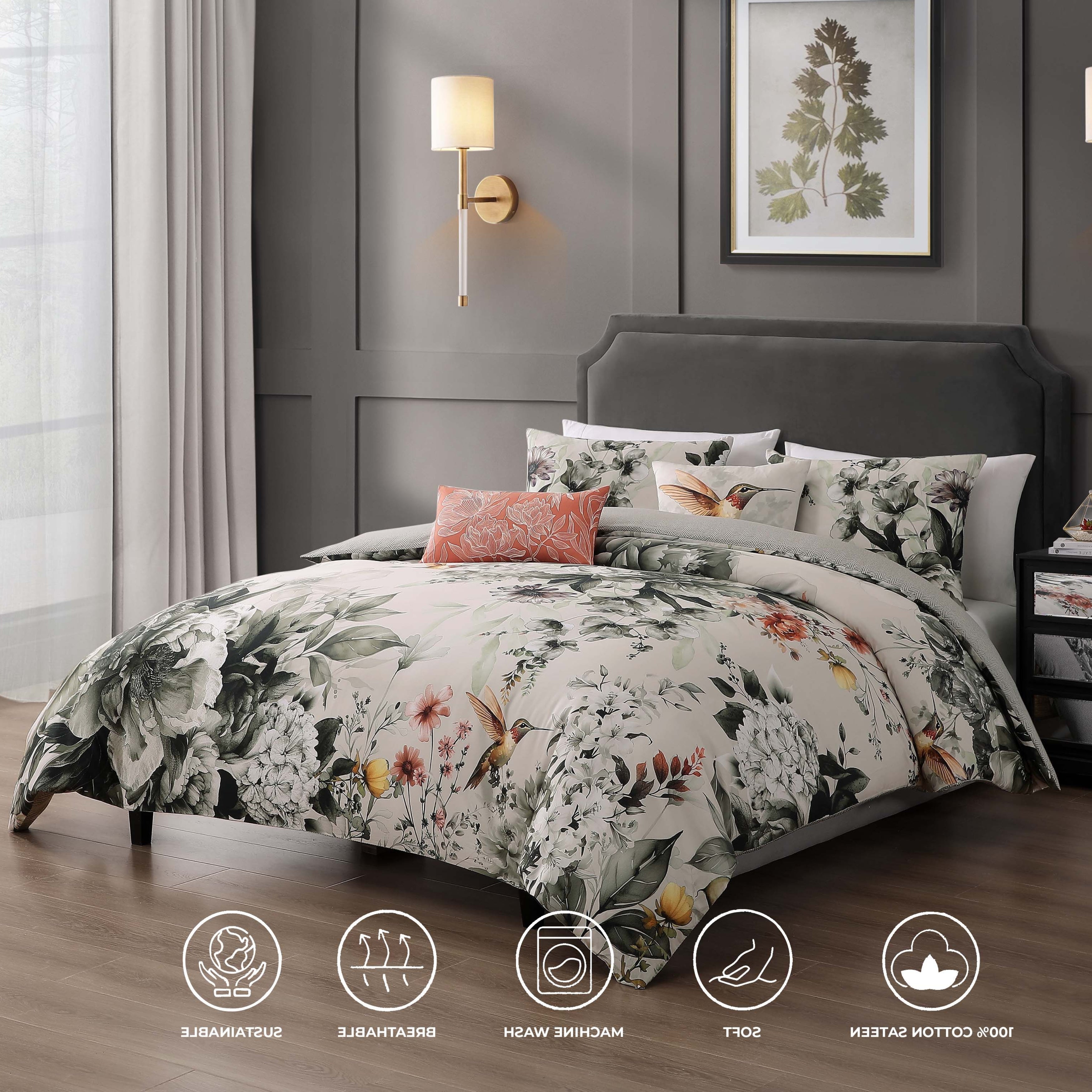 Bebejan Vintage Bloom 5 Piece Reversible Comforter Set