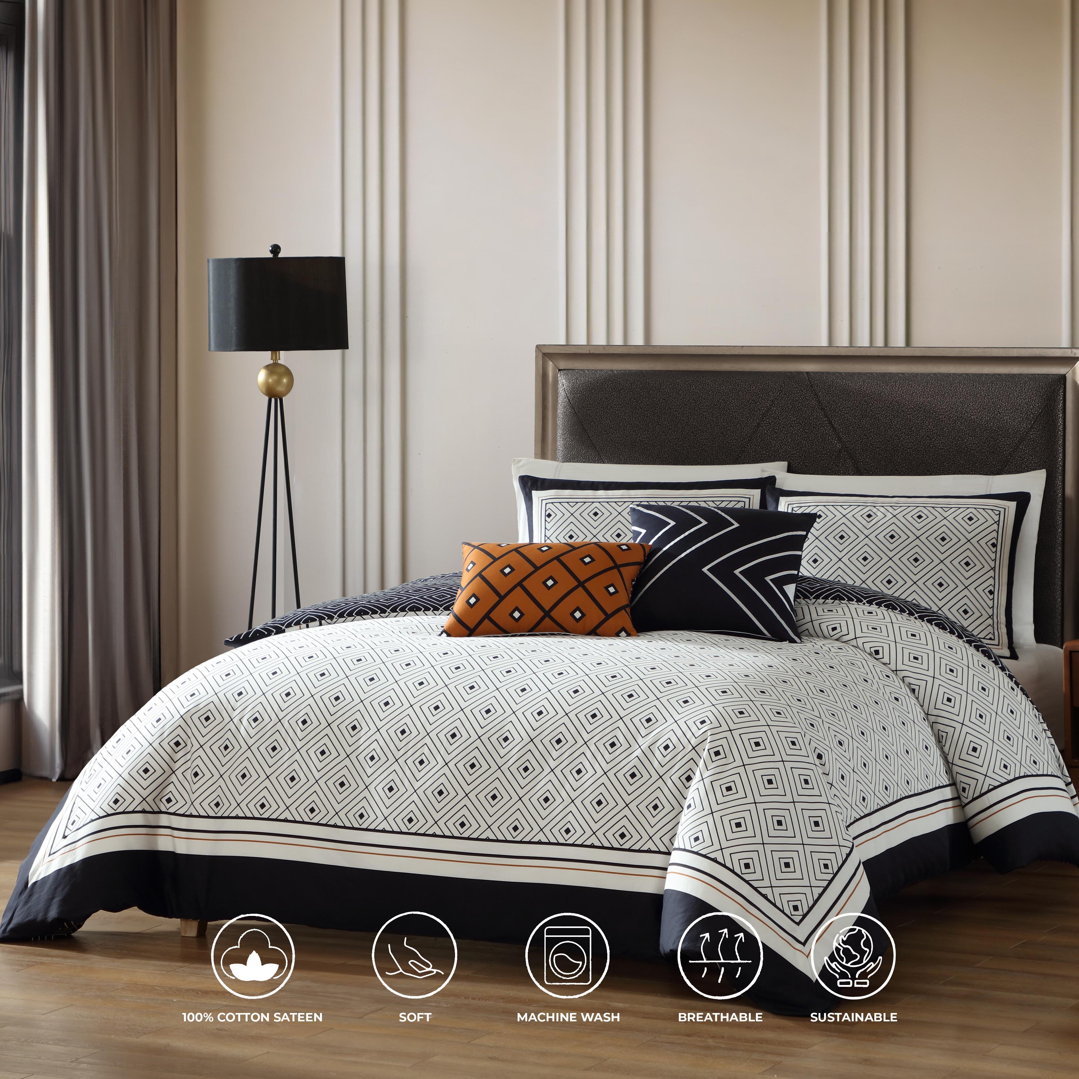 Bebejan Geometric Black & White 5 Piece Reversible Comforter Set