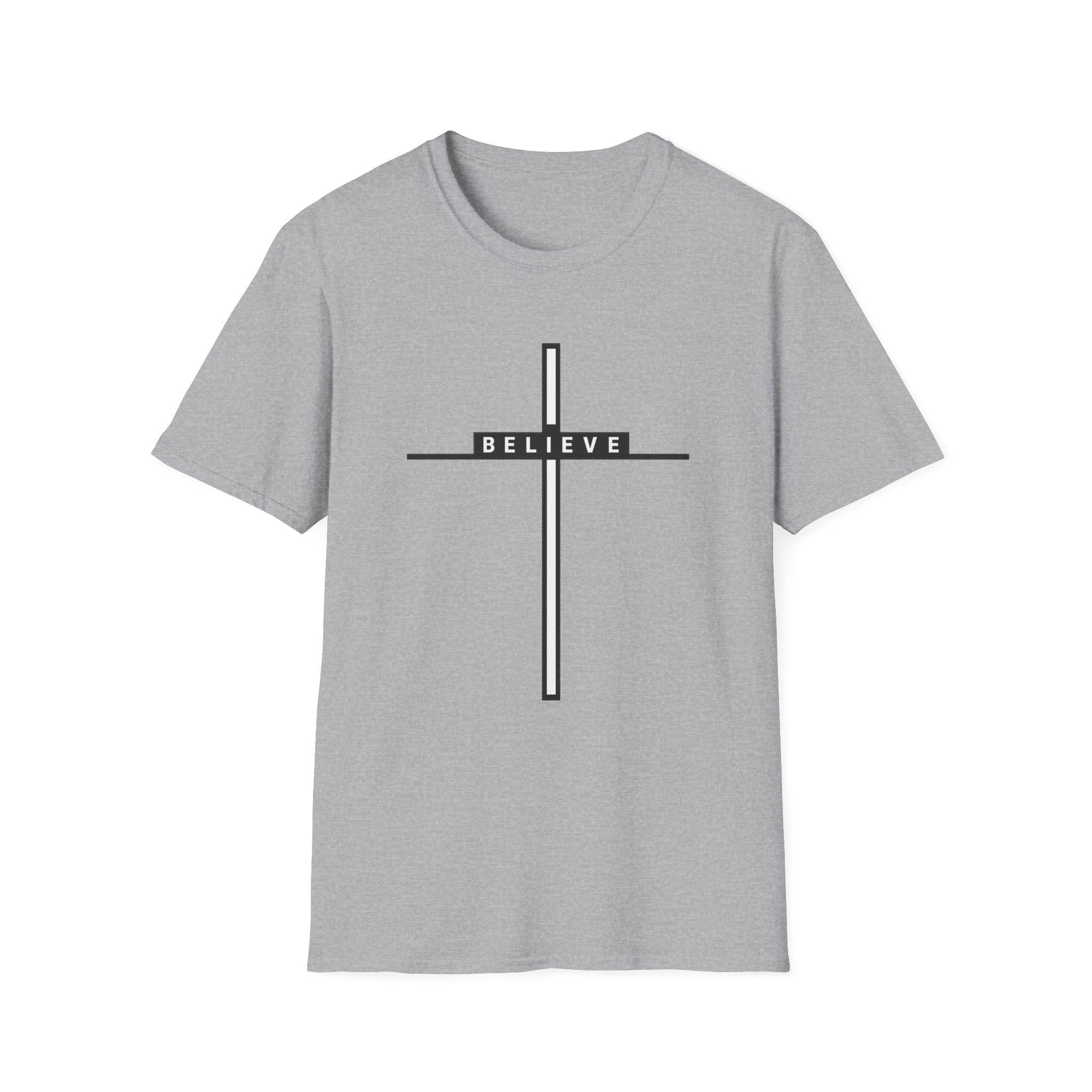 Grey Believe Cross T-Shirt