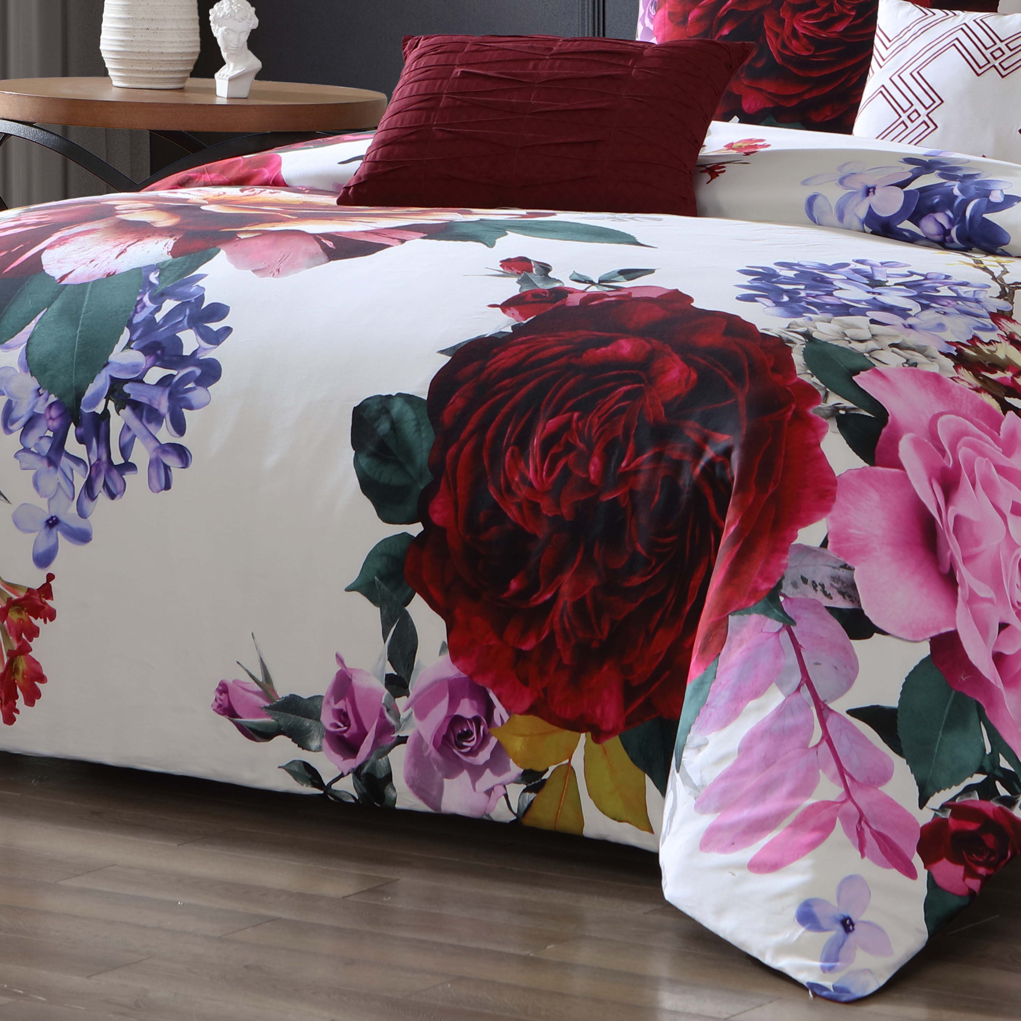 Bebejan Magenta Floral 5 Piece Reversible Comforter Set