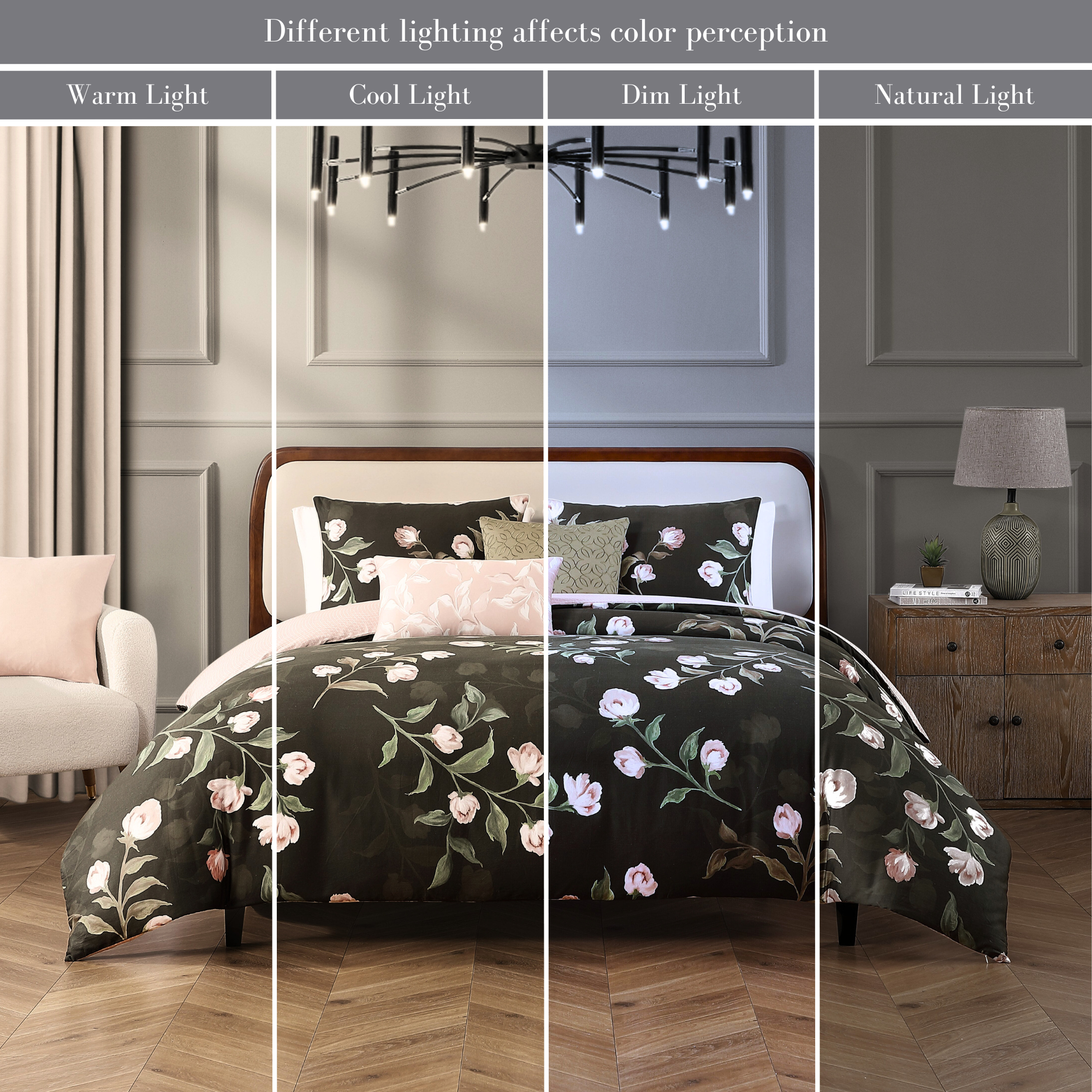 Bebejan Jasmine Flowers 5 Piece Reversible Comforter Set