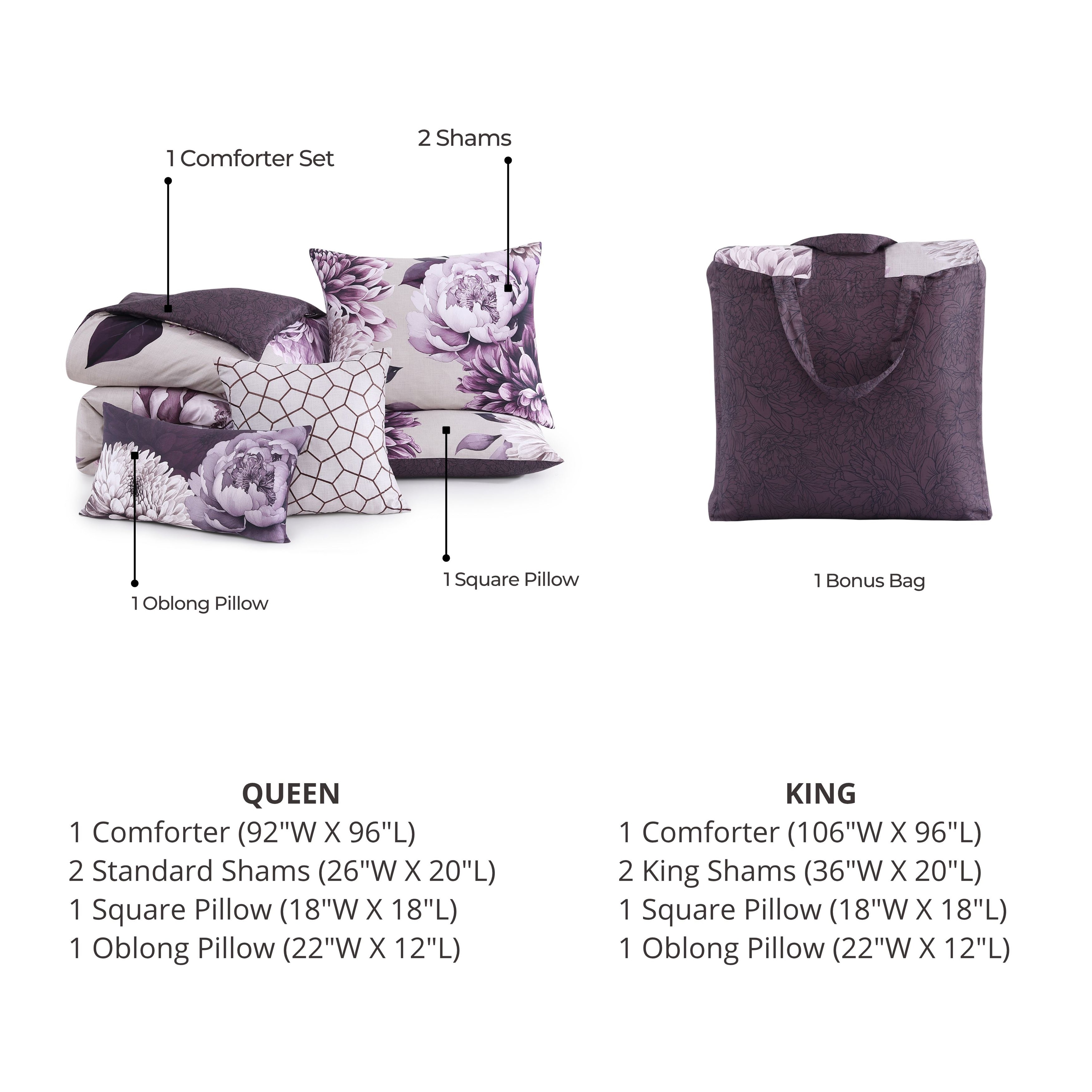 Bebejan Plum Petal 5 Piece Reversible Comforter Set