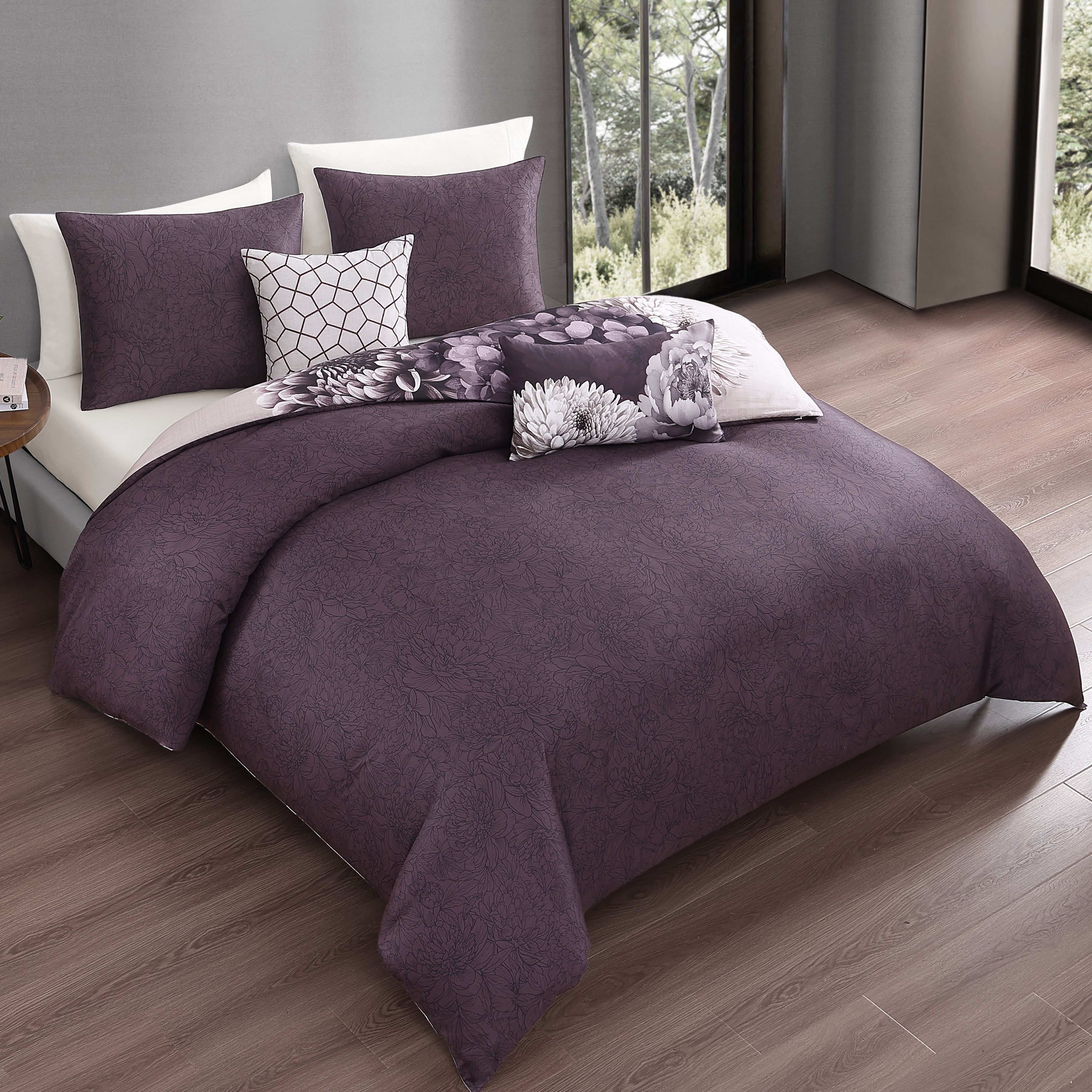 Bebejan Plum Petal 5 Piece Reversible Comforter Set