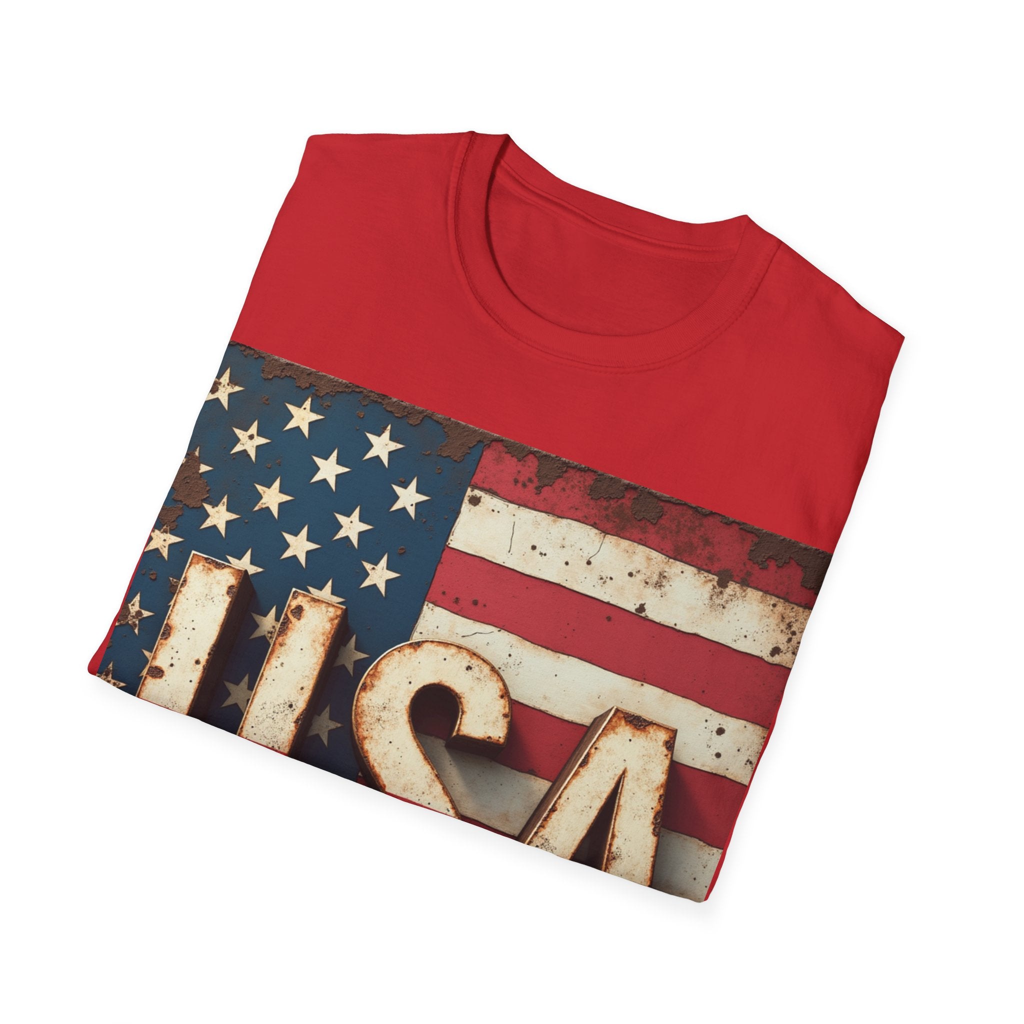 USA Flag T-Shirt, 100% Ring-Spun Cotton T-Shirt For Men
