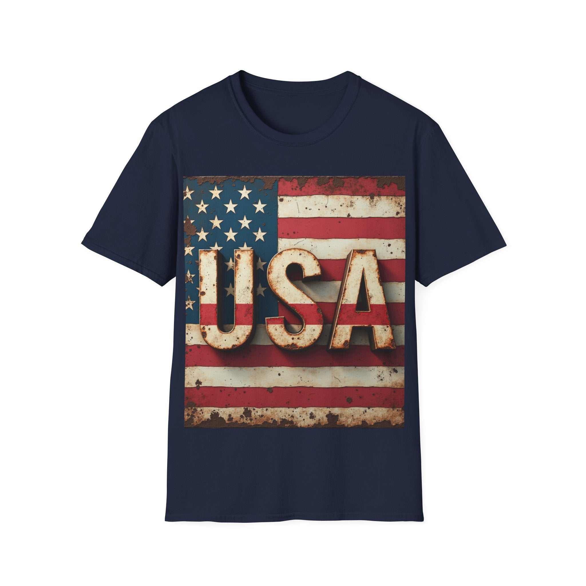 USA Flag T-Shirt, 100% Ring-Spun Cotton T-Shirt For Men