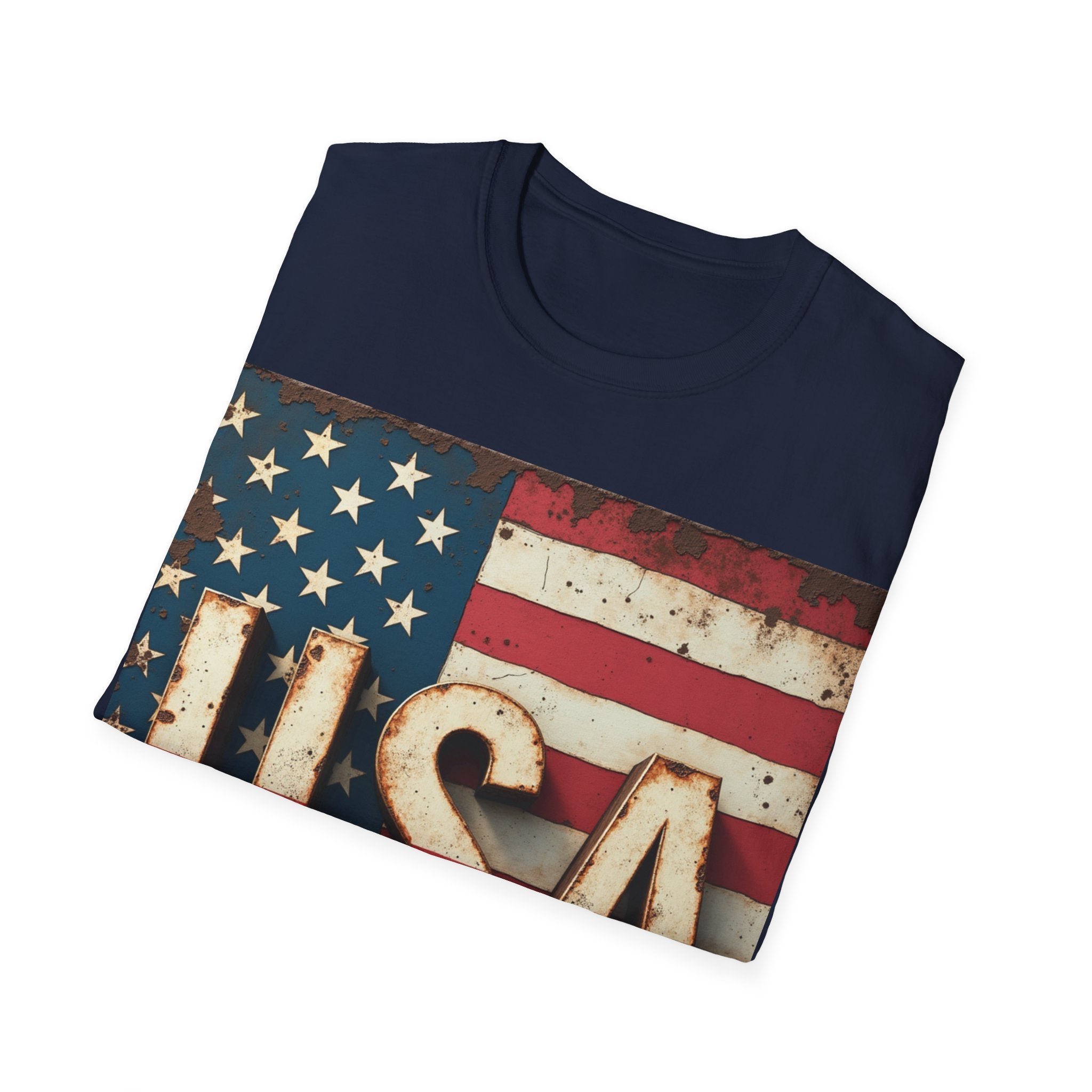 USA Flag T-Shirt, 100% Ring-Spun Cotton T-Shirt For Men