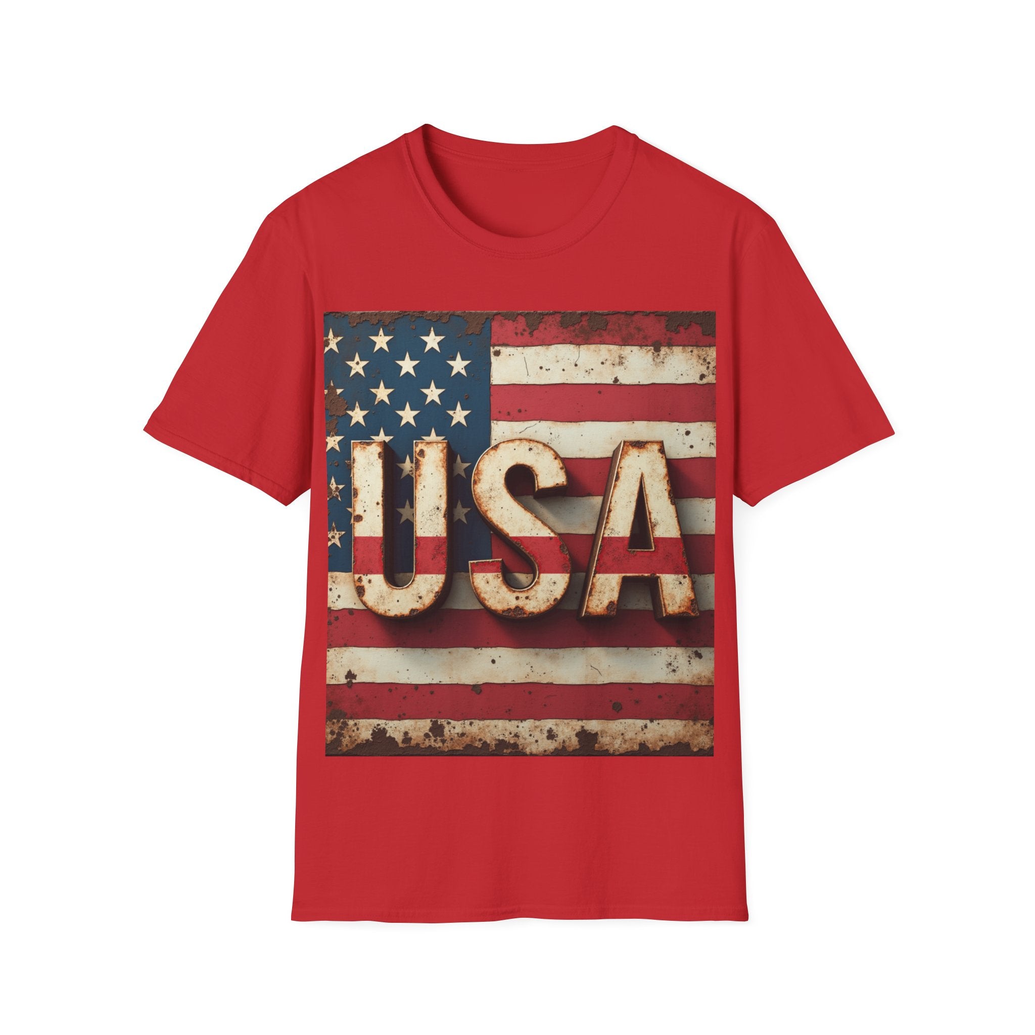 USA Flag T-Shirt, 100% Ring-Spun Cotton T-Shirt For Men