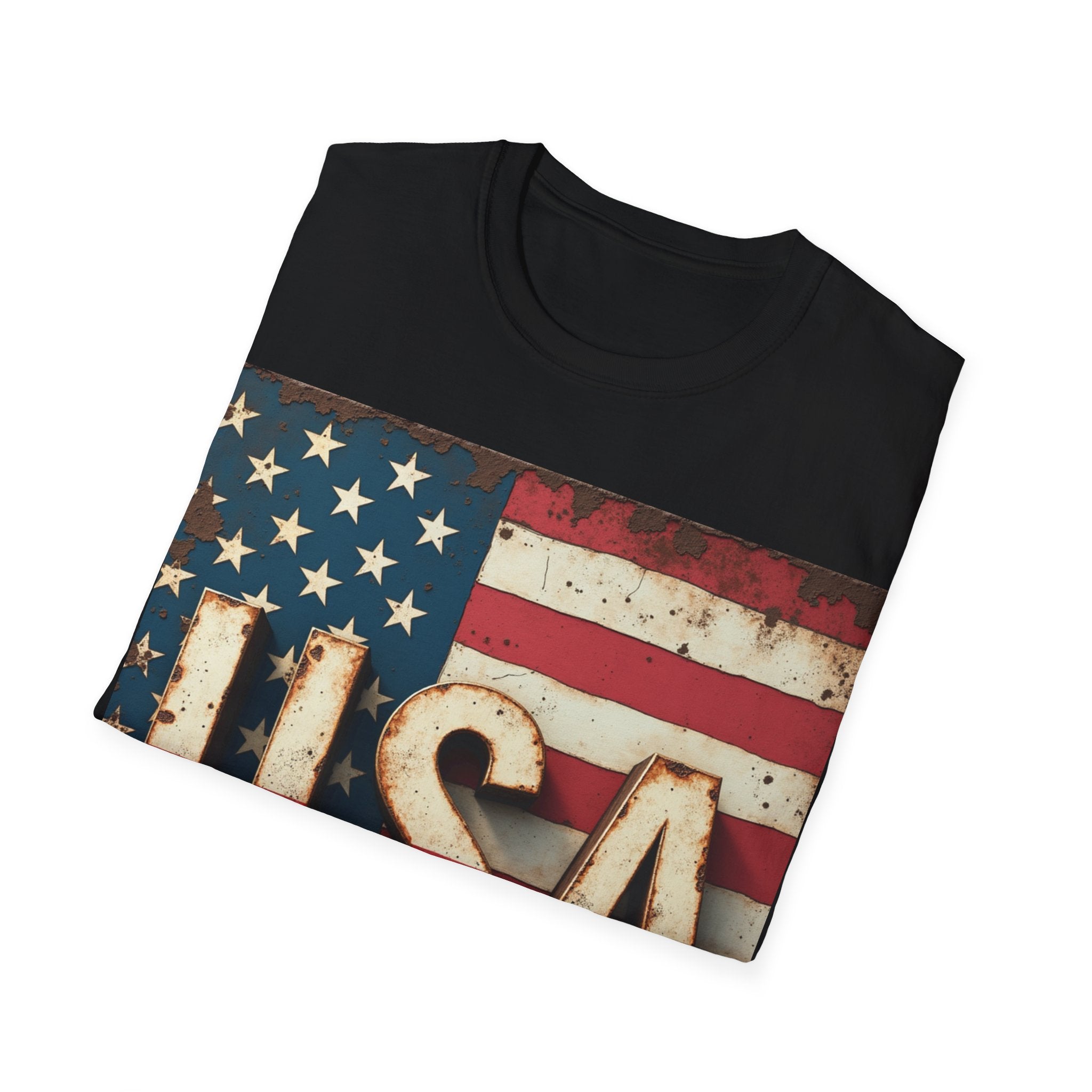 USA Flag T-Shirt, 100% Ring-Spun Cotton T-Shirt For Men