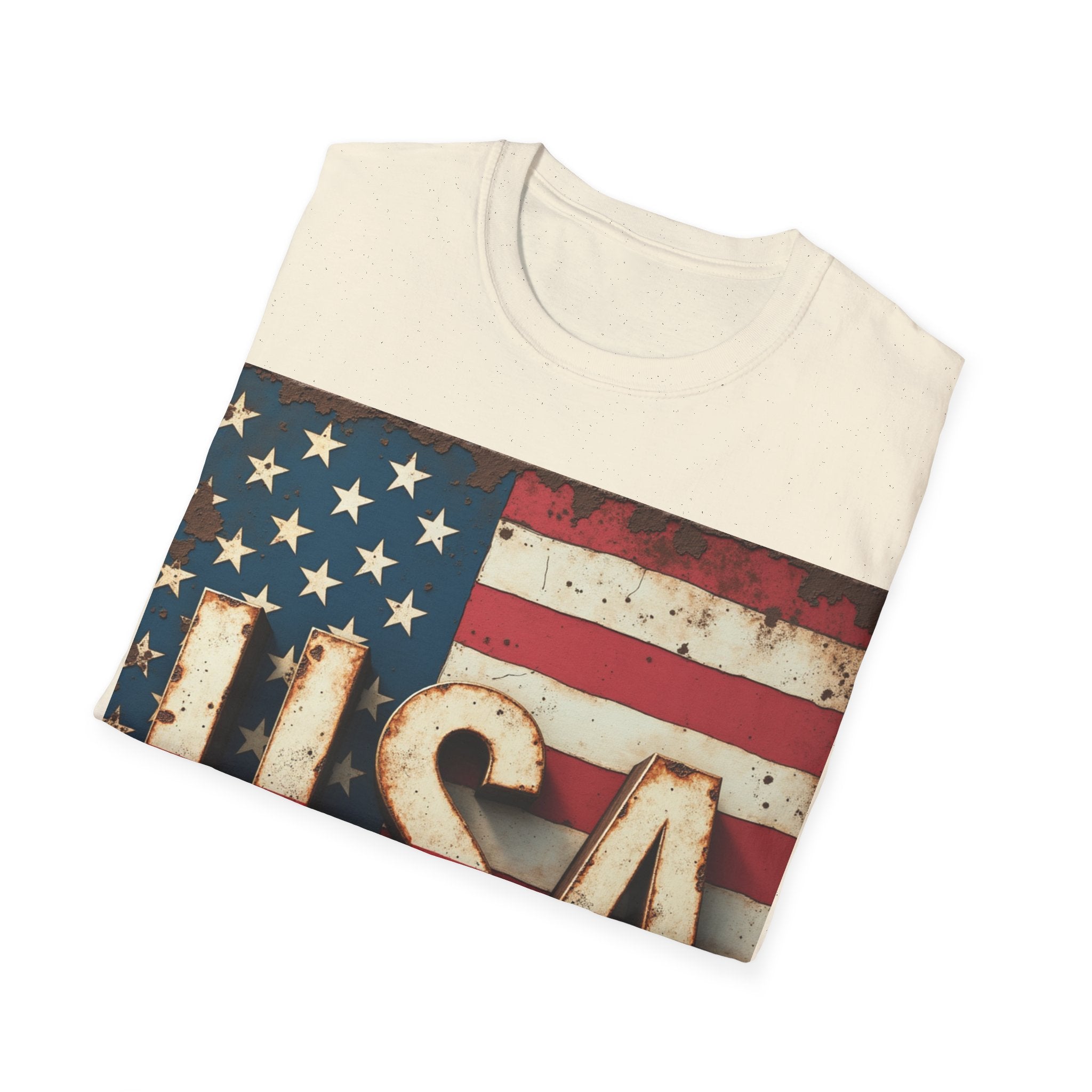 USA Flag T-Shirt, 100% Ring-Spun Cotton T-Shirt For Men
