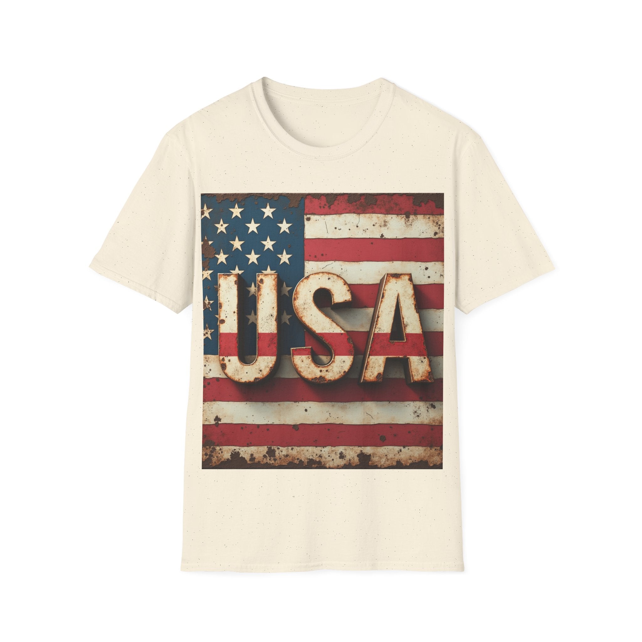 USA Flag T-Shirt, 100% Ring-Spun Cotton T-Shirt For Men