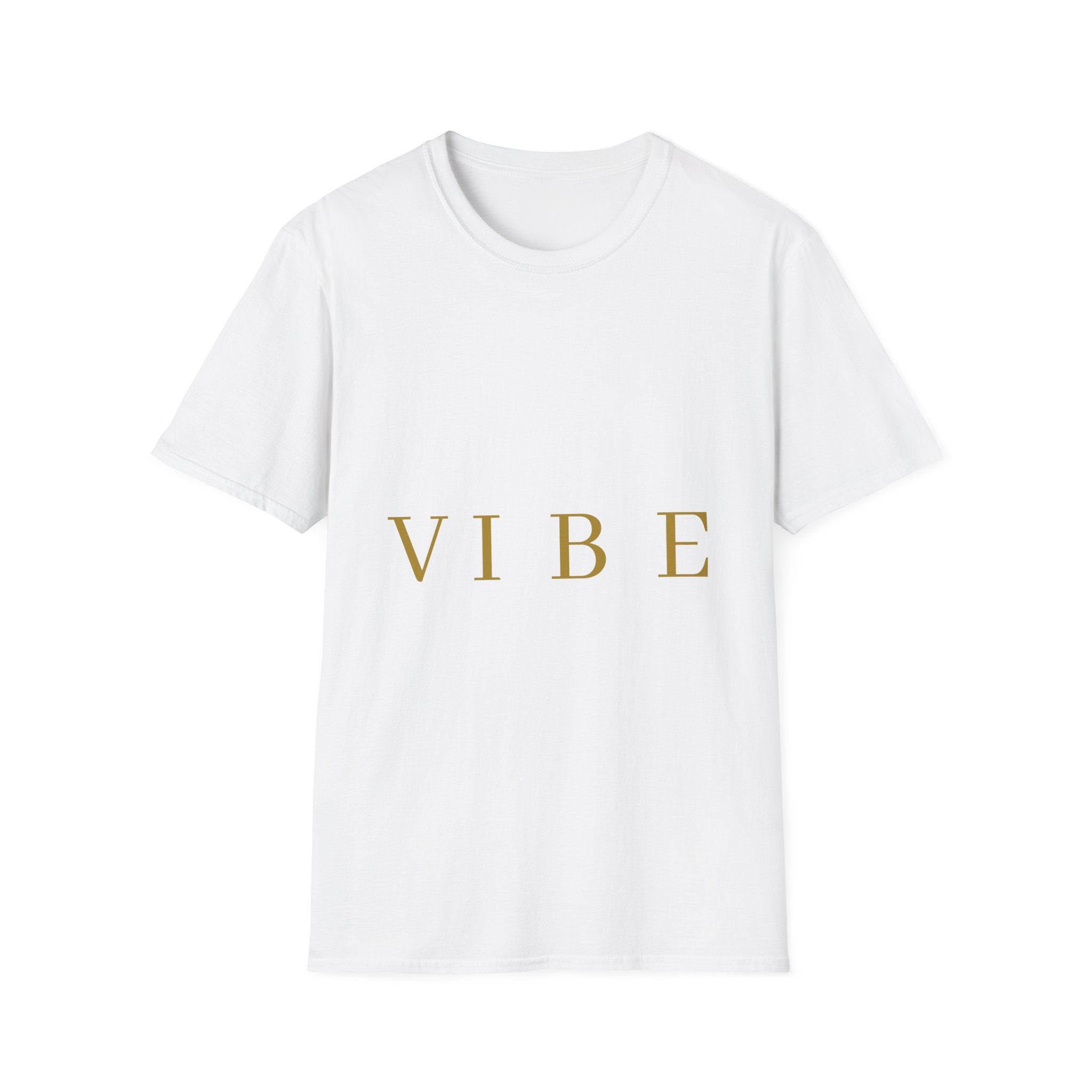 Vibe Graphic T‑Shirt — Minimal Gold Lettering Casual Tee