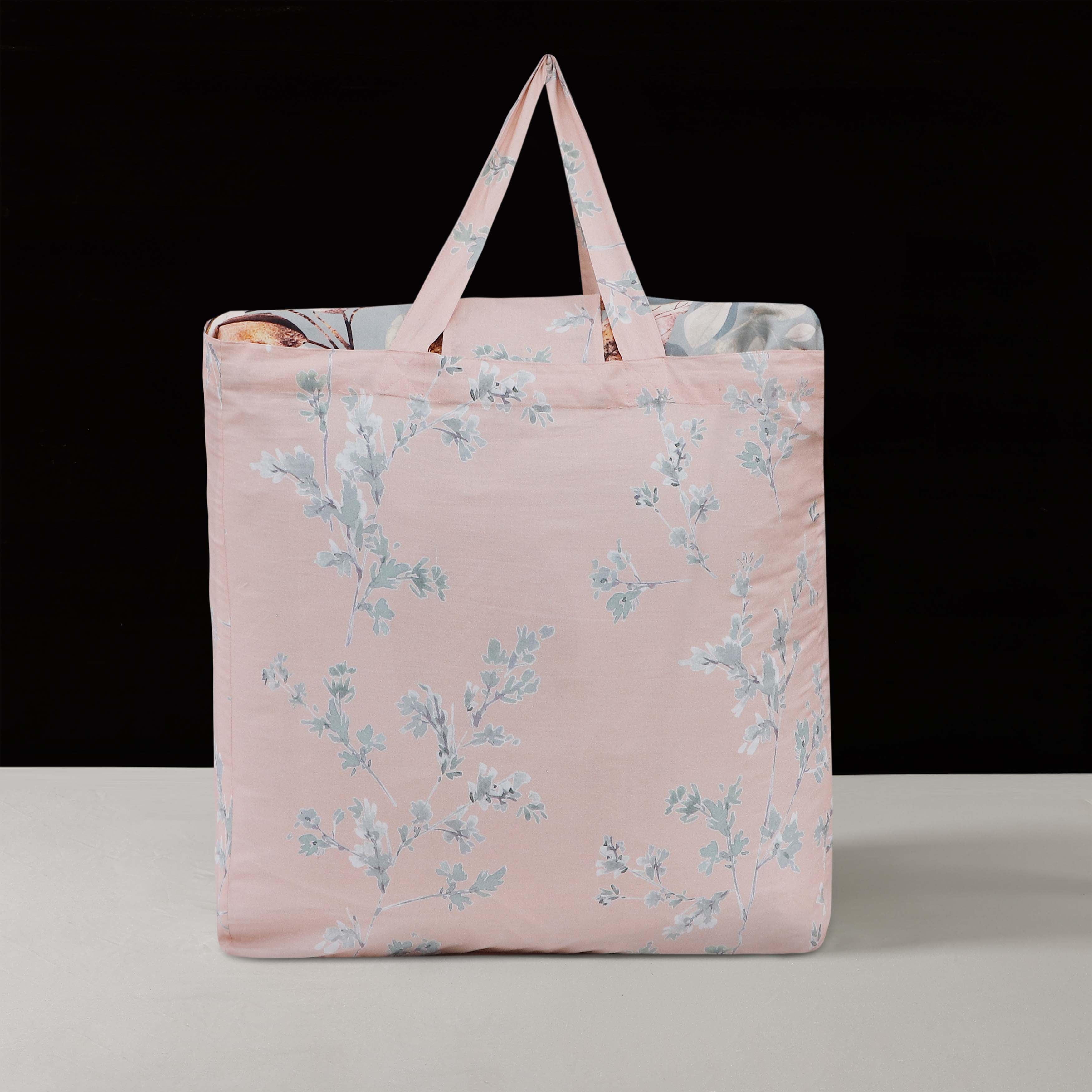 Bebejan Peach Leaves on Sage 5 Piece Reversible Comforter Set