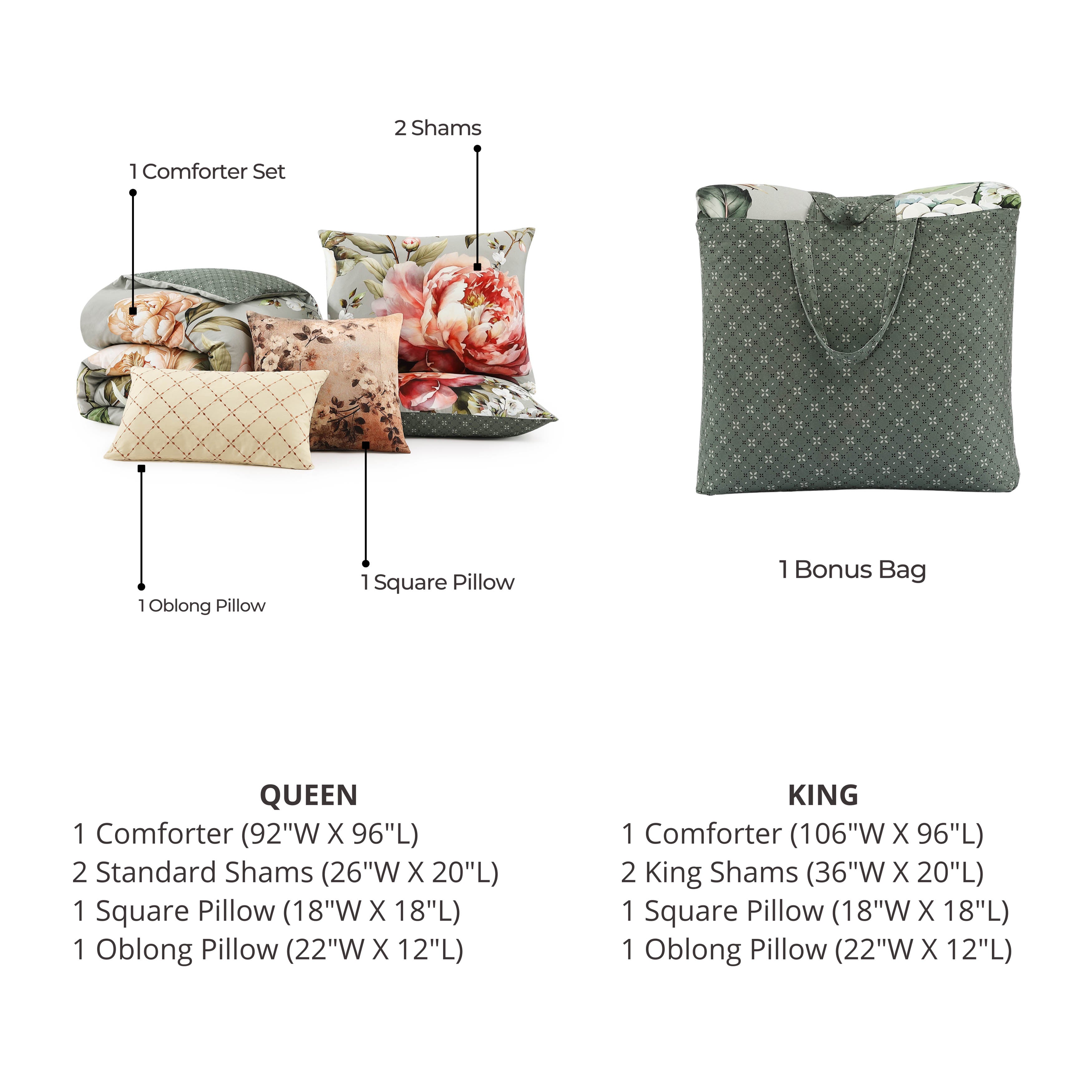 Bebejan Whispering Willows 5 Piece Reversible Comforter Set