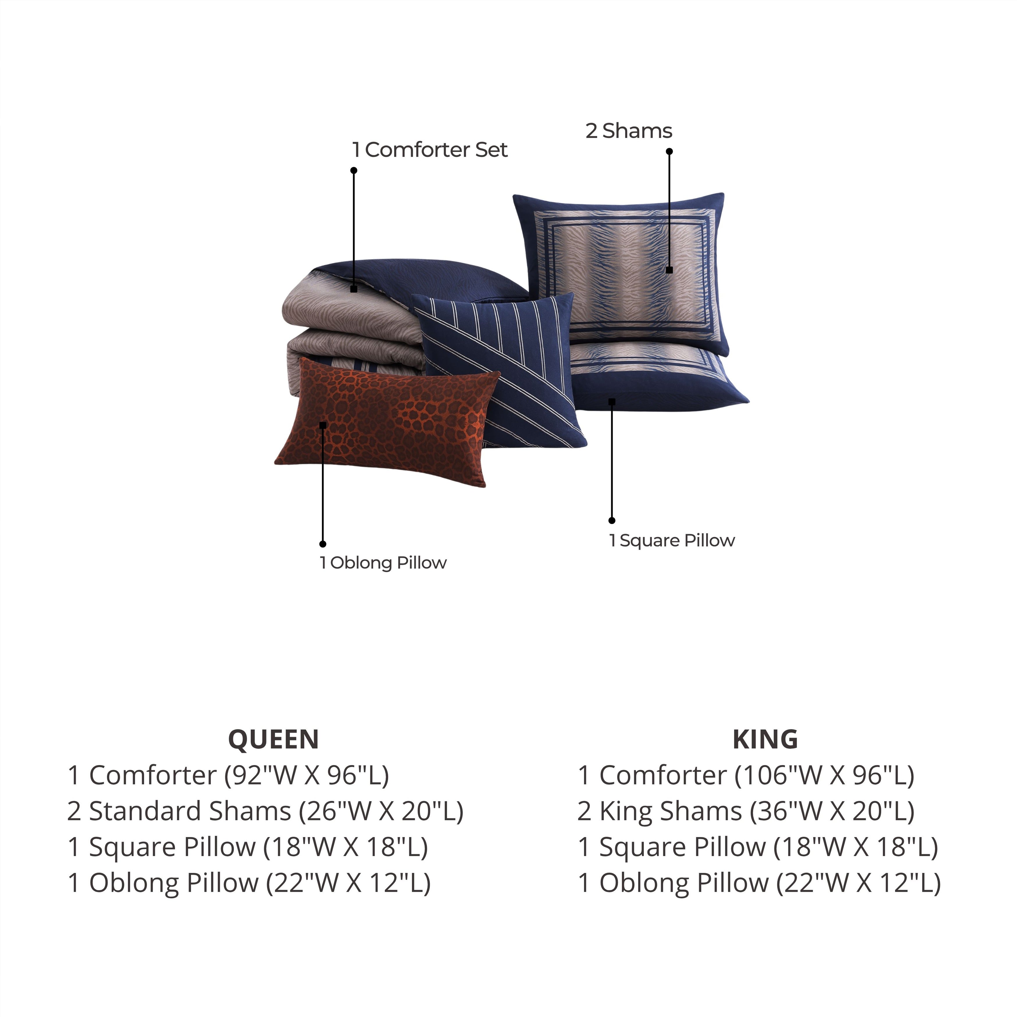 Bebejan Dark Blue Animal Prints 5 Piece Reversible Comforter Set