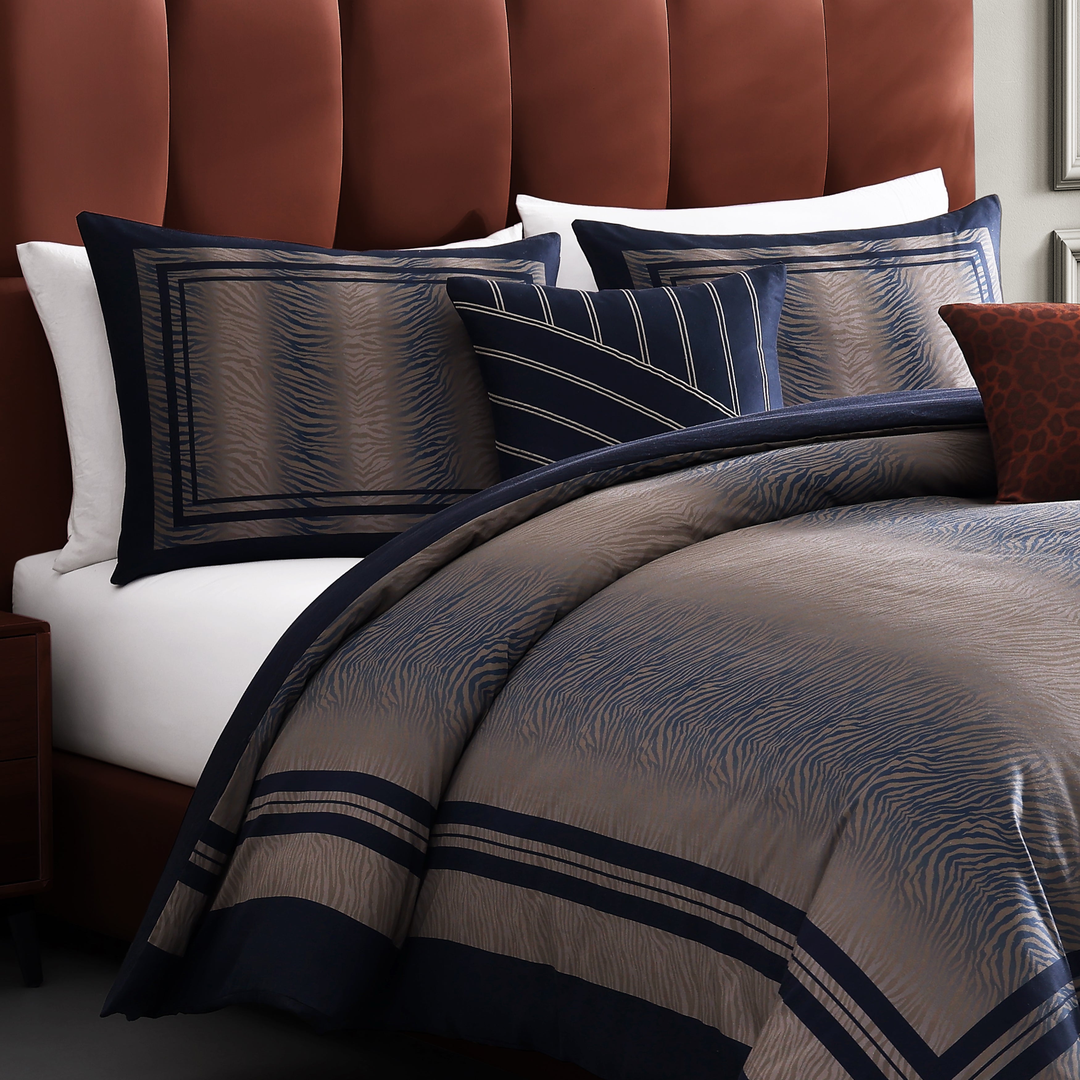 Bebejan Dark Blue Animal Prints 5 Piece Reversible Comforter Set