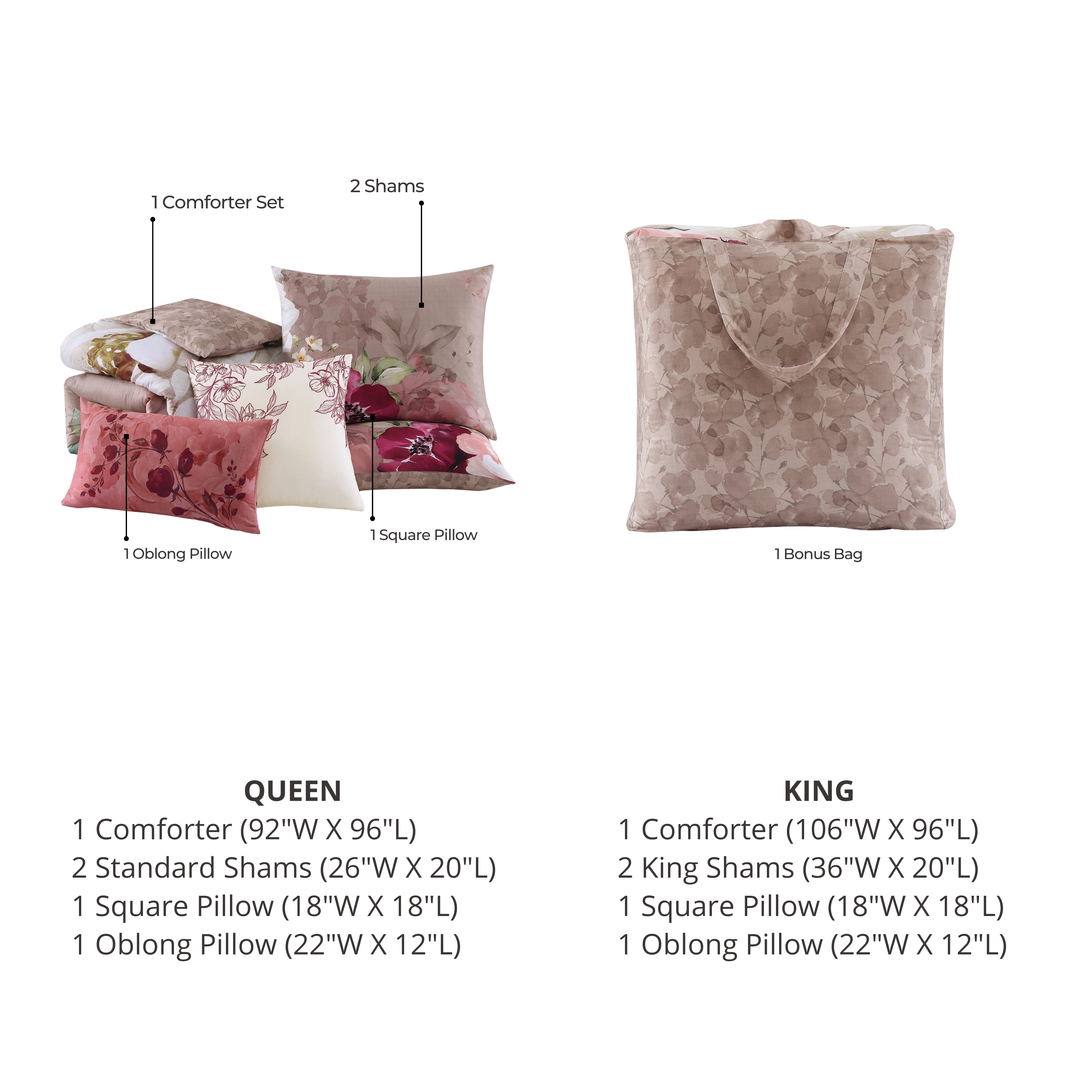 Bebejan Florence 5 Piece Reversible Comforter Set