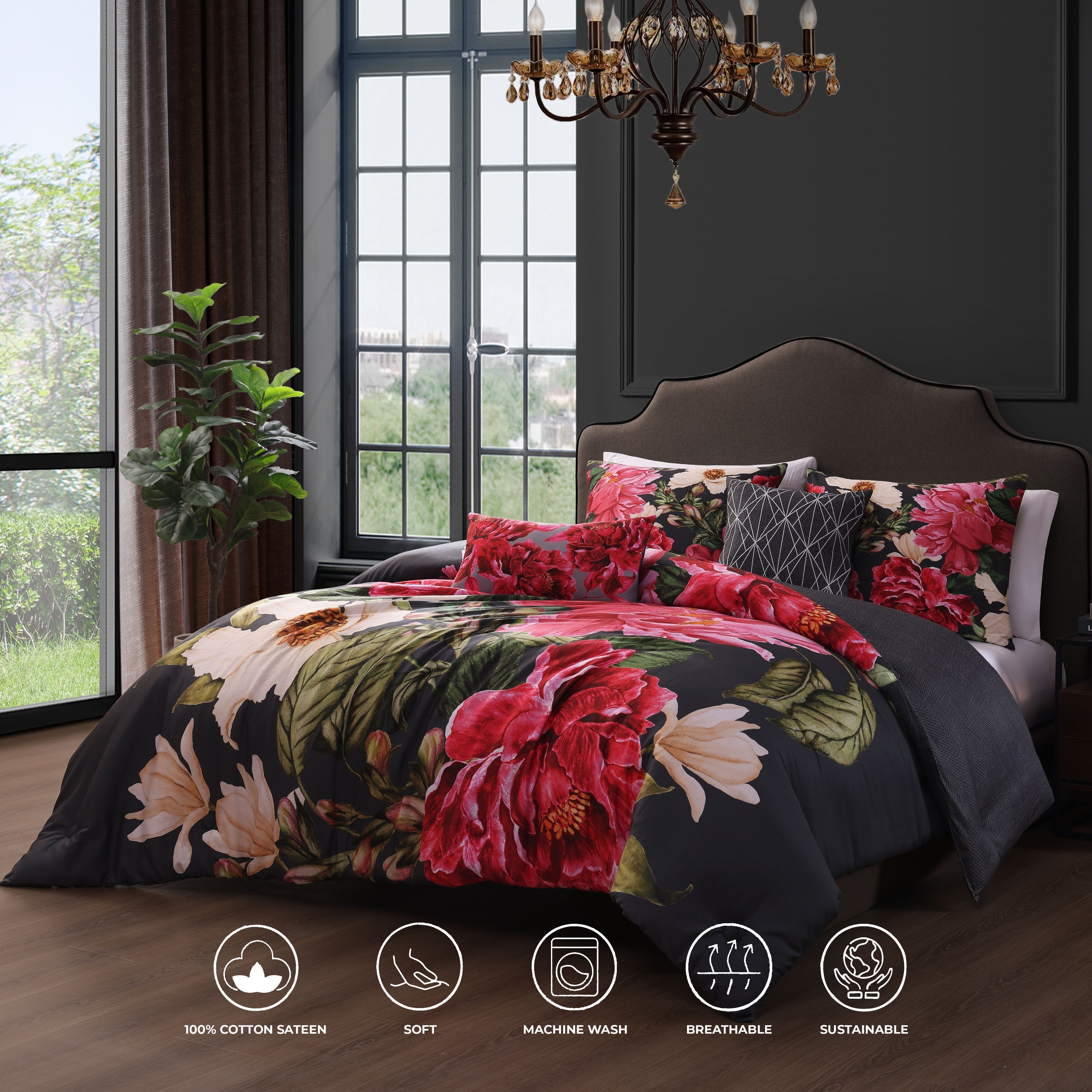Bebejan Flower Garland 5 Piece Reversible Comforter Set