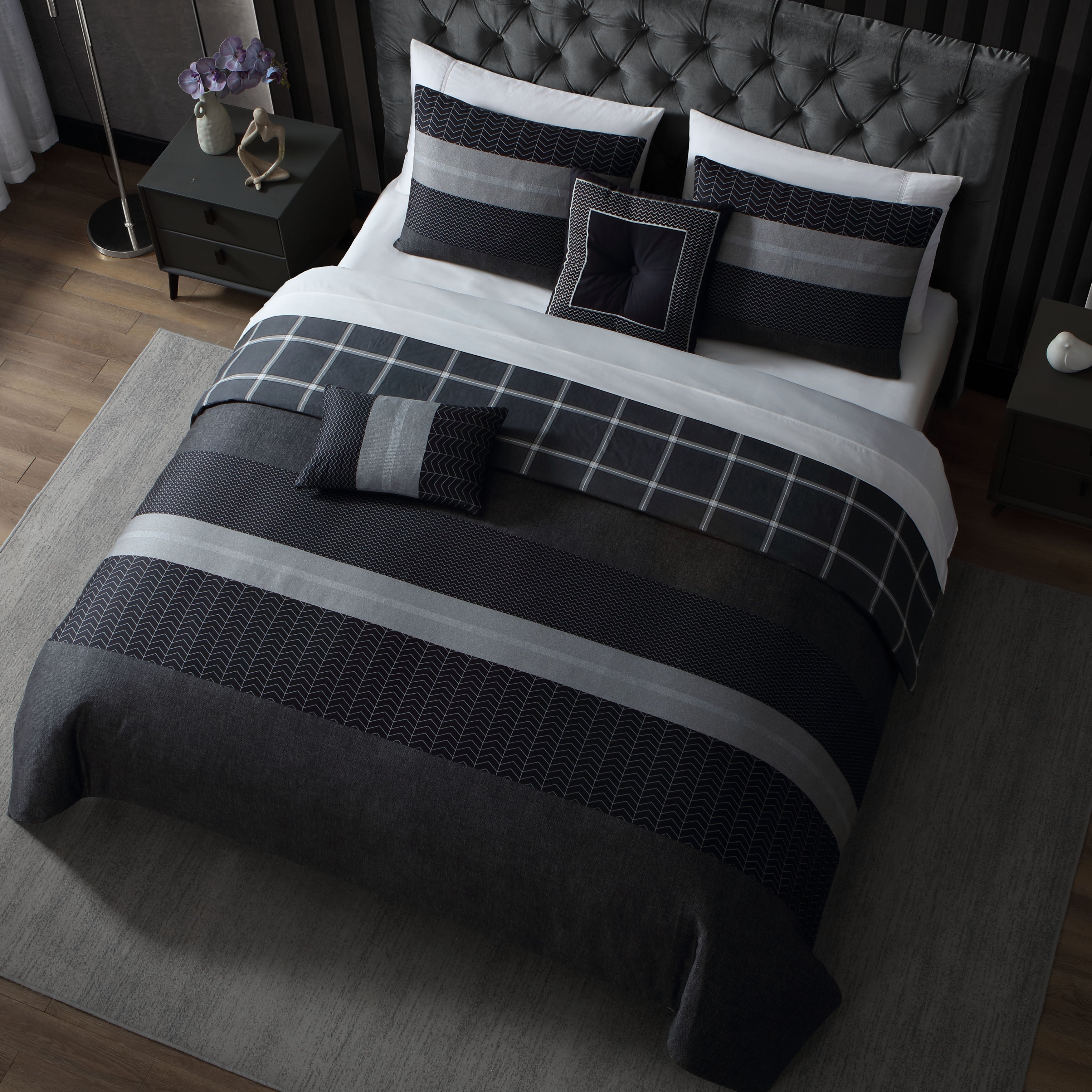 Bebejan Kyle Black 5 Piece Reversible Comforter Set