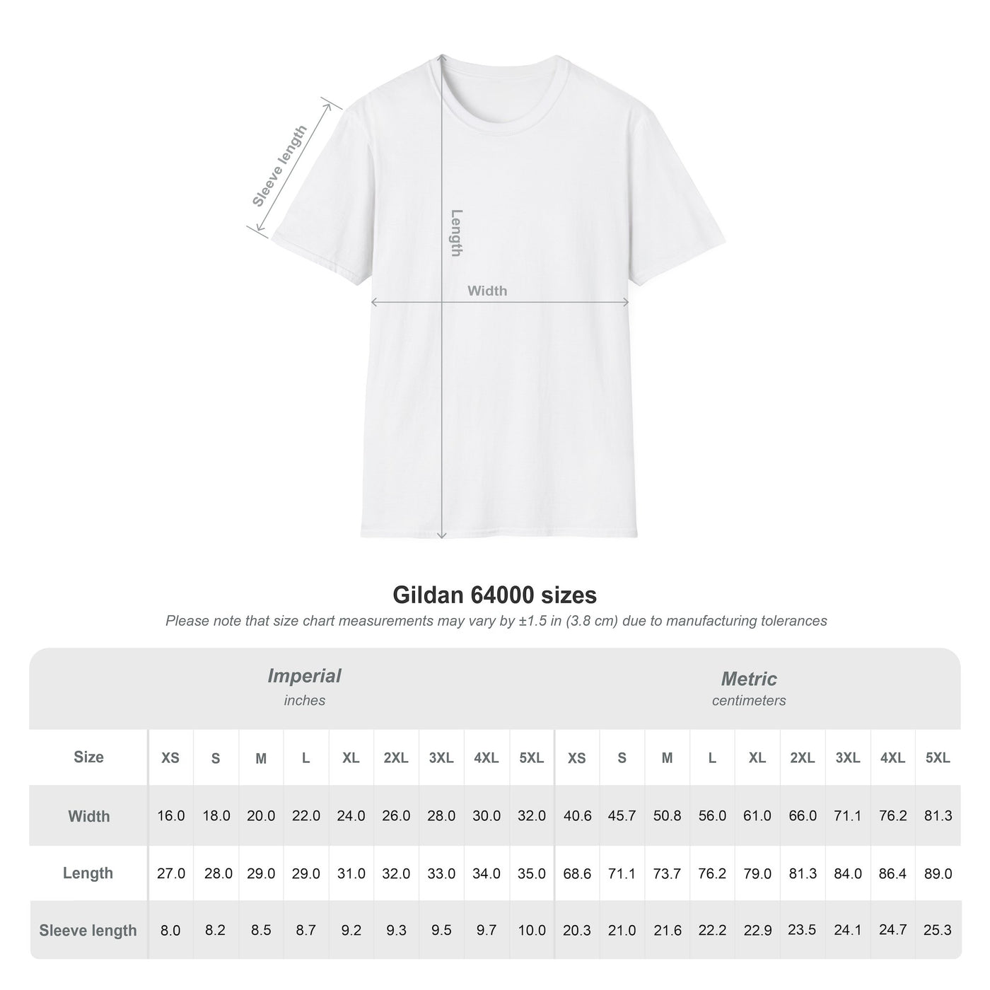 Size Chart for T-Shirt — Minimal 'Paris' Stripe Tee