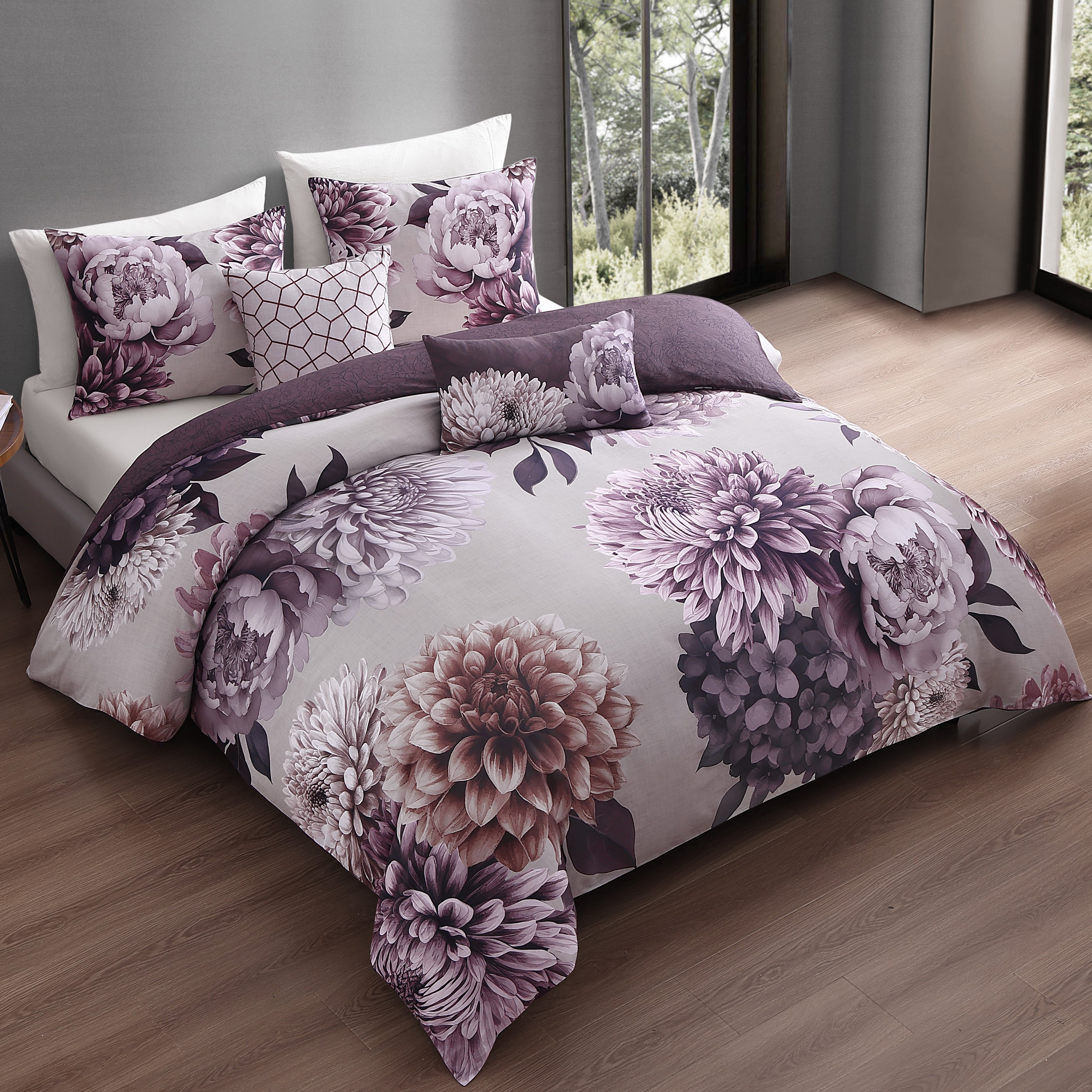 Bebejan Plum Petal 5 Piece Reversible Comforter Set